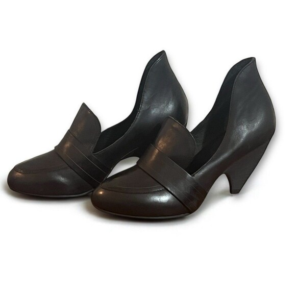 MAX STUDIO Brut Fine Leather Womens Shoes 7.5M Witch Goth Classic Black 3” Heel - Picture 1 of 12